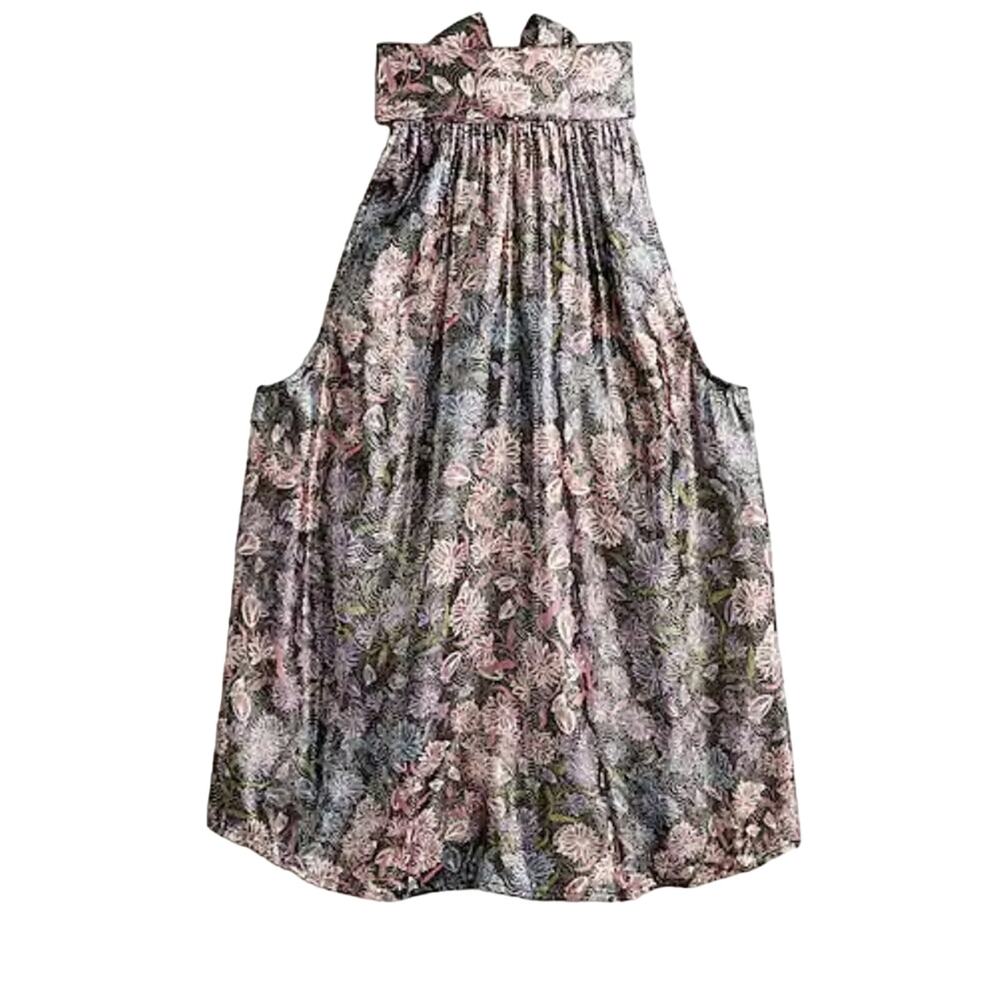 NWT J. Crew Collection Shimmering Floral Tie Neck Top Size XXS - Picture 4 of 7
